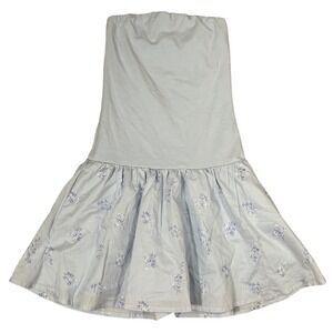 Hollister Blue Floral Strapless Mini Dress‎ Drop Waist Sundress Summer XS Shorts
